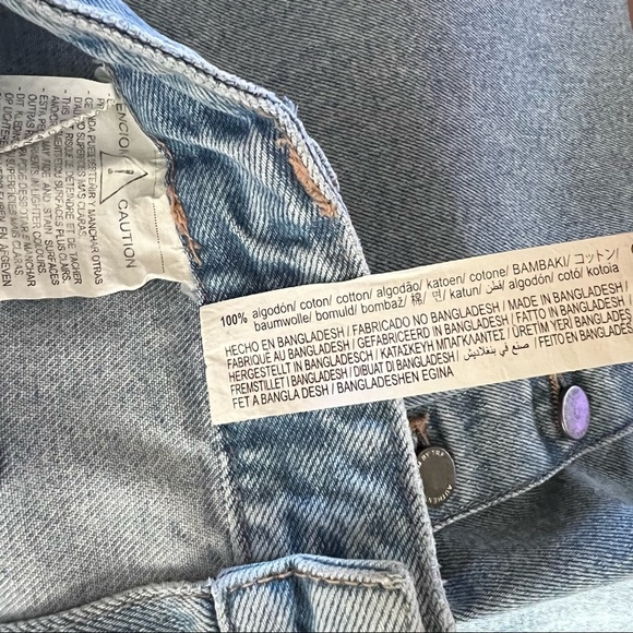 ZARA Womens Denim Jean Mini Skirt Light Wash Button Front A-Line High Rise Small - Picture 11 of 12